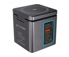 „Blitzwolf BW-i113 GaN“, USB-A, 3xUSB-C, 105W tinklo įkroviklis