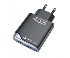 Įkroviklis jungiama į tinklą do telefonu Forcell F-Energy Ultra Slim GaN III 2 x USB C PD QC4.0 3A 45W B245201(2C) juoda