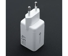 Telefono įkroviklis Forcell F-Energy Mini GaN III USB C + USB A PD QC4.0 45W VT-36 baltas