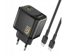 Dudao A28C 45W GaN laidinis įkroviklis + USB-C kabelis – juodos spalvos