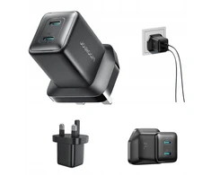 Joyroom JR-TCG17 45W 2 x USB-C laidinis įkroviklis (UK kištukas) – juodos spalvos