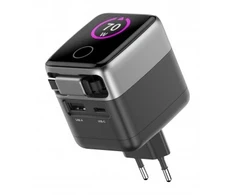 Maitinimo įkroviklis - Newell GaN 70 W TFT įkroviklis USB-C, USB-A, integruotas laidas