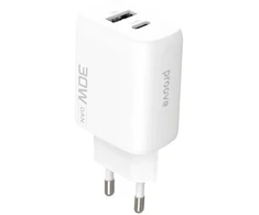 Įkroviklis jungiama į tinklą Proove Silicone Power 2 30W baltas (Type-C + USB)