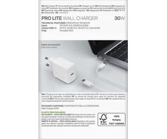 Puro PROLITE 30W USB-C laidinis įkroviklis – baltos spalvos