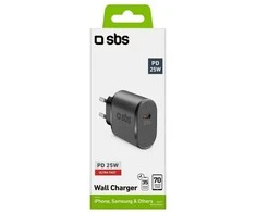 SBS TETR1CPD25 25W USB-C laidinis įkroviklis su Power Delivery – juodos spalvos