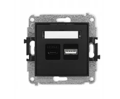 Karlik Elektrotechnik 12ICUSB-8 ICON dvigubas USB įkroviklis su USB C + USB A adapteriu, maks. 20 W. matinės juodos spalvos 12ICUSB-8