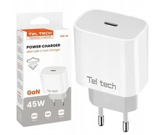 Teltech kroviklis jungiama į tinklą GaN TYP-C 45W BiałyTCH-06