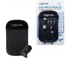 Įkroviklis LogiLink Logilink USB automobilio maitinimo šaltinis, 2x USB prievadas, 10.5W + neslystantis.