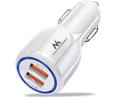 Įkroviklis „Maclean“ automobilinis įkroviklis, „Qualcomm“ greitasis įkrovimas, QC 3.0 - 5V/3A, 9V/1.8A, 12V/1.6A, 5V/3.1A lizdas, baltas, MCE478 W