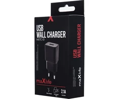Maxlife MXTC-01 įkroviklis 1x USB 2.1A juodos spalvos