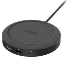 Mophie universalus belaidžio įkrovimo centras USB A 12 W, USB A 18 W, USB C 20 W (juoda)
