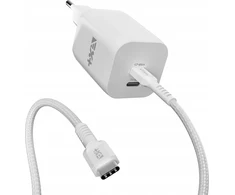 Įkroviklis NEXT ONE NEXT ONE Įkroviklis jungiama į tinklą Fast 35W GaN 2xUSB-C su kablem USB-C baltas