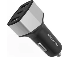Nillkin Celerity automobilinis įkroviklis – 2x USB-A + 1x USB-C, 32W (sidabras)