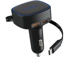 Orico Įkroviklis samochodowa 66W, su wbudowanym zwijanym kablem USB-C