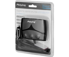Peiying Cigarečių degiklio skirstytuvas x3 su pagrindiniu ir USB 3100 mA lizdu