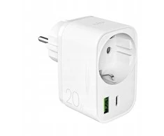 Puro 20W Power Delivery Charger su Schuko Plug and Socket 1x USB-C + 1x USB-A – baltos spalvos
