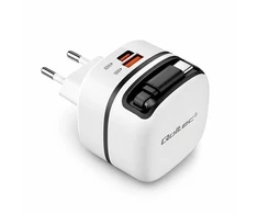Qoltec 65W GaN greitas USB-C PD įkroviklis su kabeliu