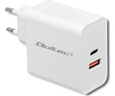 QOLTEC 51715 Įkroviklis 63W 5-20V 1.5-3A USB tipas C PD USB QC 3.0 Baltas