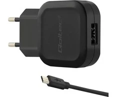 QOLTEC įkroviklis 12W 5V 2.4A USB + Micro USB laidas