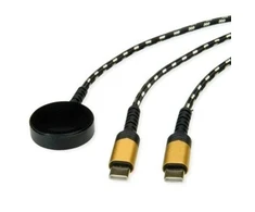 Įkroviklis Roline Kabelis ładujący USB typu split, do 60 W + podkładka ładująca (do 15 W), įrenginiams Apple, typ C – C, juoda / auksinė, 1,2 (11.02.8342)