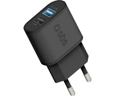 Įkroviklis Sieciowa SBS 2.1A FC 2xUSB juoda