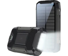 PowerNeed S20000Q mobiliųjų įrenginių įkroviklis Universalus Juodas Lightning, Solar, USB Belaidis įkrovimas Greitas įkrovimas Lauke