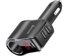 Swissten automobilinis įkroviklis 1x USB-C PD / 2x USB-A / CL / LED