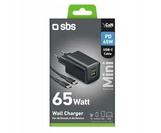 Įkroviklis Step by Step SBS 65W 1c + 1a juoda + kabelis cc 1.5 metra juoda (TETRKITGAN1A1C65WK)