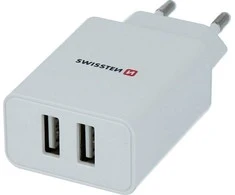 Swissten Travel Smart 2x USB 2.1A balta