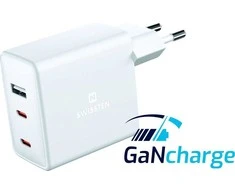 Įkroviklis Swissten Swissten GaN 2x USB C + USB 70 W Power Delivery Balta