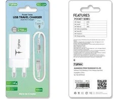 ŁAD SIEC T-PHOX POCKET SERIES 2xUSB TCC-224 12W + LAIDAS USB-C baltos spalvos