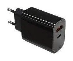 TB Įkroviklis jungiama į tinklą 2x3A USB C + USB A Power Delivery juoda