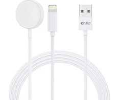 Magnetinis įkroviklis 2in1 Apple Watch 1.5m USB + Lightning Tech-Protect Ultraboost baltos spalvos