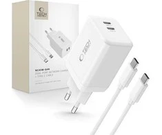 Tech-Protect NC45W-GAN 2 PORT PD45W įkroviklis + C TIPO KABELAS - baltas