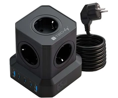 Techly Įkroviklis GaN Power Cube maitinimo kištukas 230V 65W 3x USB-C 2x USB-A