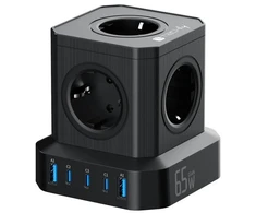 Techly Įkroviklis GaN Power Cube maitinimo kištukas 230V 65W 3x USB-C 2x USB-A
