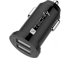 TECHLY Mini Car Charger 2 USB-A Ports 24W / 4.8A Juodas