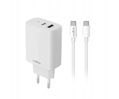 Telforceone Maxlife MXTC-10-20AC PD QC charger 1x USB-C 1x USB 20W baltas + USB-C - USB-C cable 20W