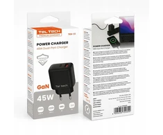 Teltech kroviklis jungiama į tinklą GaN USB / Typ-C 45W juoda TCH-03
