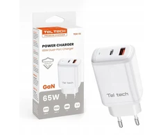 Įkroviklis Teltech Teltech kroviklis jungiama į tinklą GaN USB / Typ-C 65W białyTCH-05