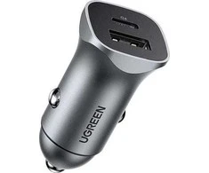 Automobilinis įkroviklis Ugreen CD130 USB-C/USB-A 30W pilkas