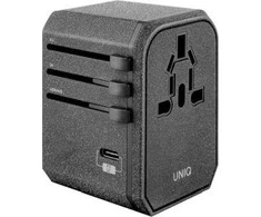 UNIQ laidinis įkroviklis Voyage World Adapteris 33W+ 2xUSB + PD 18W + QC 3.0 pilkos spalvos (LITHOS Collective)