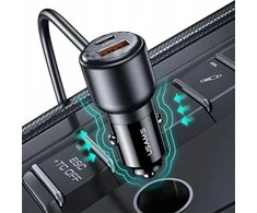 USAMS automobilinis įkroviklis C40 3xUSB+2xUSB-C 165WPD+QC Fast Charge juodas/juodas CC213CC01 (US-CC213)