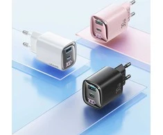 USAMS tinklo įkroviklis CC229 30W GaN USB-C/USB-A Fast Charging XC Series juodos spalvos CC229TC01