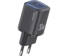 USAMS Laidinis įkroviklis CC251 30W GaN USB-CFast Charging HC Series juodos spalvos CC251TC01
