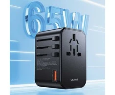 USAMS Adapteris network 1xUSB+2xUSB-C T62 65W4in1 US/AU/EU/UK juodas/juodas CC199TC01 (US-CC199) Univesa
