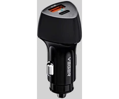 Įkroviklis Usams Ładowarki Veger CC50 Rigorous PD38W (1A1C) car charger Juodas