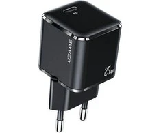 USAMS Tinklo įkroviklis 1xUSB-C T42 mini 25W (only head) Super SI 5V-3A PD3.0 Fast Charging juodos spalvos CC140TC01 (US-CC140)