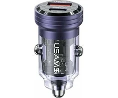 USAMS automobilinis įkroviklis C35 USB+USB-C 45W FAST CHARGE violetinės spalvos CC175CC02 (US-CC175)