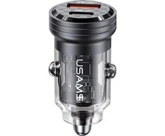 USAMS automobilinis įkroviklis C35 USB+USB-C 45W Fast Charge juodas CC175CC01 (US-CC175)